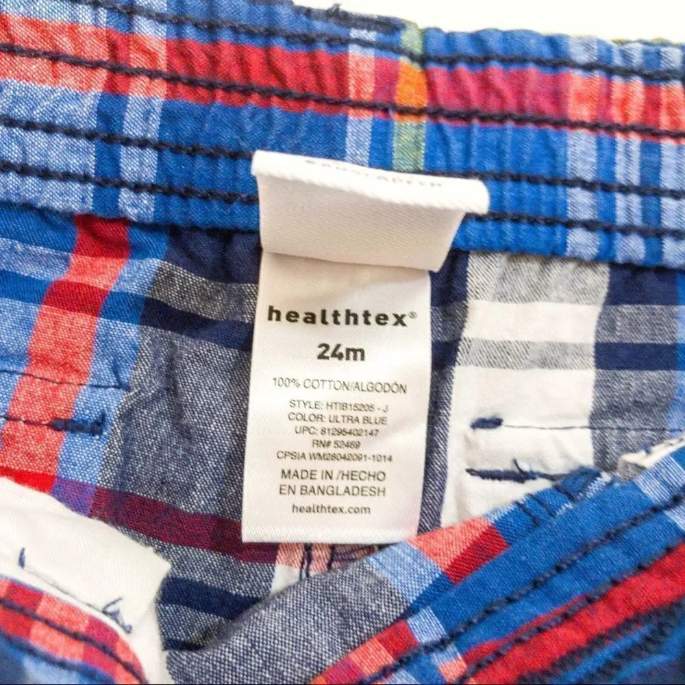 NWT Healthtex Plaid Cargo Shorts Sz 24M